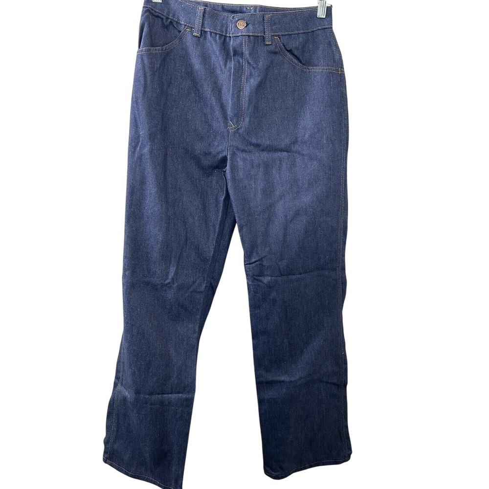 Sears Cotton Blend Straight Jeans‎ 16 Dark Blue High Rise Vintage 70s Retro Boho